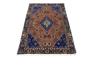 Rust & Navy Tribal 3X5 Indo-Joshaghan Oriental Rug