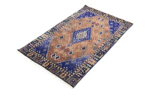 Rust & Navy Tribal 3X5 Indo-Joshaghan Oriental Rug