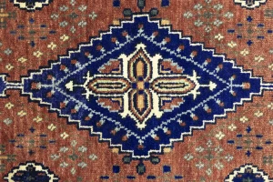 Rust & Navy Tribal 3X5 Indo-Joshaghan Oriental Rug