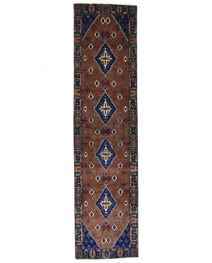 Rust & Navy Tribal 3x10 Indo-Joshaghan Oriental Runner Rug