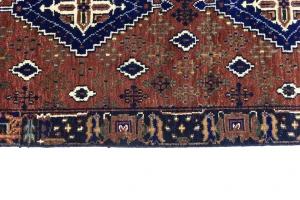 Rust & Navy Tribal 3x10 Indo-Joshaghan Oriental Runner Rug