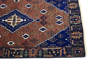 Rust & Navy Tribal 3x10 Indo-Joshaghan Oriental Runner Rug