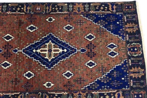 Rust & Navy Tribal 3x10 Indo-Joshaghan Oriental Runner Rug