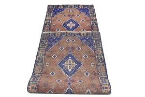 Rust & Navy Tribal 3x10 Indo-Joshaghan Oriental Runner Rug