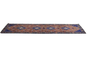Rust & Navy Tribal 3x10 Indo-Joshaghan Oriental Runner Rug