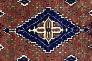 Rust & Navy Tribal 3x10 Indo-Joshaghan Oriental Runner Rug
