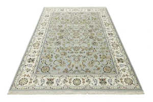 Light Blue Traditional 6X8 Indo-Nain Oriental Rug