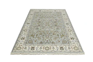 Light Blue Traditional 6X8 Indo-Nain Oriental Rug
