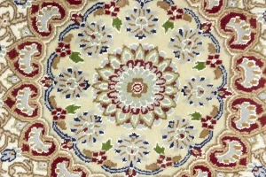 Dark Navy Floral 8X8 Indo-Nain Oriental Round Rug