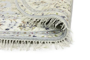 Light Blue Floral 6X6 Indo-Nain Oriental Round Rug