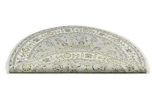 Light Blue Floral 6X6 Indo-Nain Oriental Round Rug
