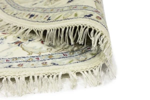 Cream Floral 6X6 Indo-Nain Round Oriental Rug