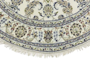 Cream Floral 6X6 Indo-Nain Oriental Round Rug