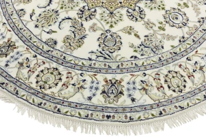 Cream Floral 6X6 Indo-Nain Oriental Round Rug