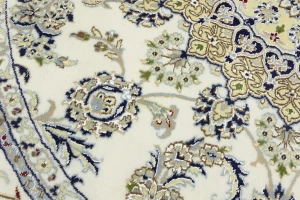 Cream Floral 6X6 Indo-Nain Oriental Round Rug