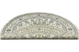 Cream Floral 6X6 Indo-Nain Oriental Round Rug