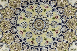 Cream Floral 6X6 Indo-Nain Oriental Round Rug