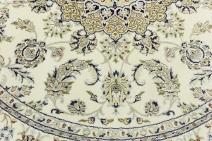 Cream Floral 7X7 Indo-Nain Oriental Round Rug