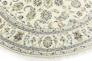 Cream Floral 7X7 Indo-Nain Oriental Round Rug