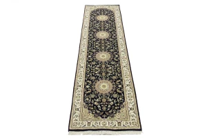 Blue Floral 3X10 Indo-Nain Oriental Runner Rug