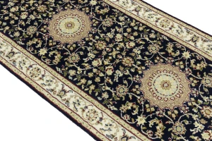 Blue Floral 3X10 Indo-Nain Oriental Runner Rug