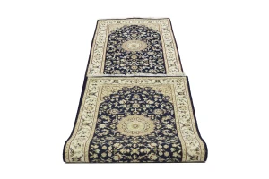 Blue Floral 3X10 Indo-Nain Oriental Runner Rug