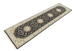 Blue Floral 3X10 Indo-Nain Oriental Runner Rug