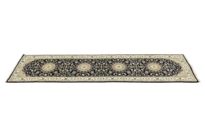 Blue Floral 3X10 Indo-Nain Oriental Runner Rug