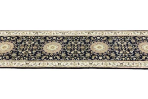 Blue Floral 3X10 Indo-Nain Oriental Runner Rug