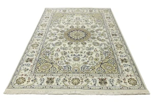 Cream Traditional Floral 6X9 Indo-Nain Oriental Rug