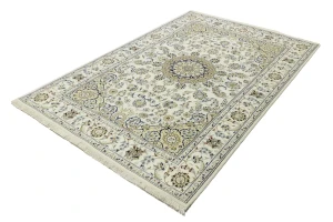 Cream Traditional Floral 6X9 Indo-Nain Oriental Rug