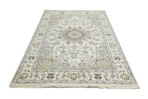 Cream Traditional Floral 6X9 Indo-Nain Oriental Rug