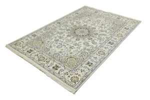 Cream Traditional Floral 6X9 Indo-Nain Oriental Rug