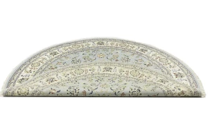 Light Blue-gray Floral 8X8 Indo-Nain Oriental Round Rug