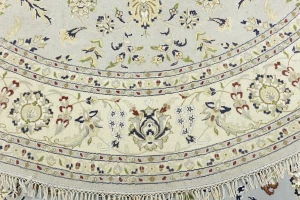 Light Blue-gray Floral 8X8 Indo-Nain Oriental Round Rug