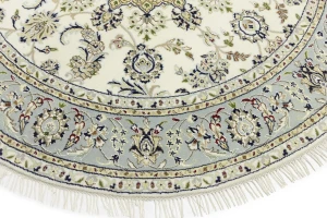 Cream Floral 6X6 Indo-Nain Oriental Round Rug