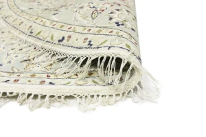 Cream Floral 6X6 Indo-Nain Oriental Round Rug