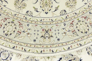 Cream Floral 6X6 Indo-Nain Oriental Round Rug