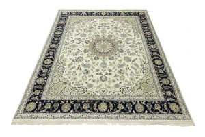 Cream Floral 8X10 Indo-Nain Oriental Rug