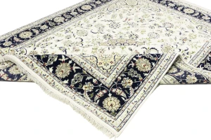 Cream Floral 8X10 Indo-Nain Oriental Rug