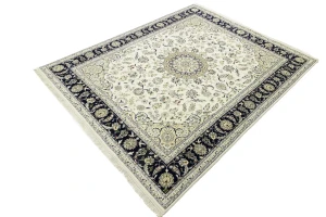 Cream Floral 8X10 Indo-Nain Oriental Rug