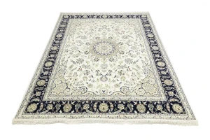 Cream Floral 8X10 Indo-Nain Oriental Rug