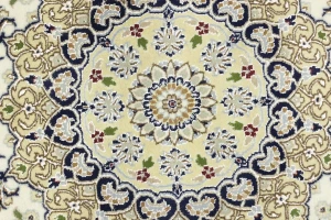 Cream Floral 8X10 Indo-Nain Oriental Rug