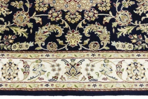 Dark Navy Floral 5X7 Indo-Nain Oriental Rug