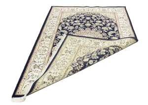 Dark Navy Floral 5X7 Indo-Nain Oriental Rug