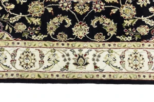 Black Floral 4X6 Indo-Nain Oriental Rug