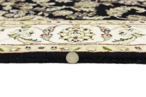 Black Floral 4X6 Indo-Nain Oriental Rug