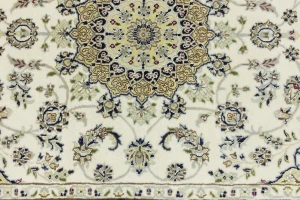 Cream Floral 4X6 Indo-Nain Oriental Rug