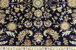 Dark Navy Floral 6X9 Indo-Nain Oriental Rug