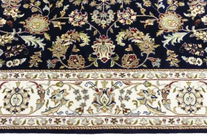 Dark Navy Floral 6X9 Indo-Nain Oriental Rug
